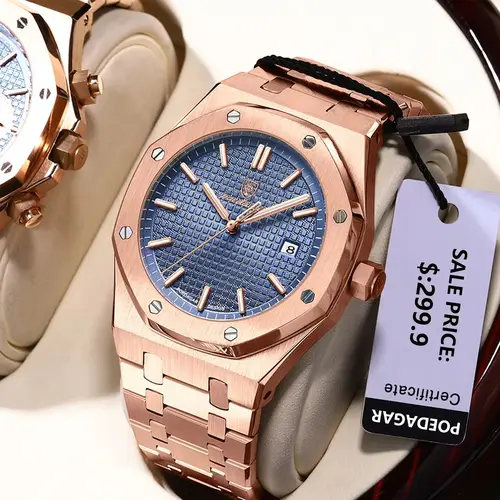 Imagen 1 del producto Reloj de pulsera POEDAGAR de lujo para hombre de negocios, Reloj luminoso resistente al agua con fecha para hombre, relojes de cuarzo de moda de acero inoxidable para hombre, Reloj