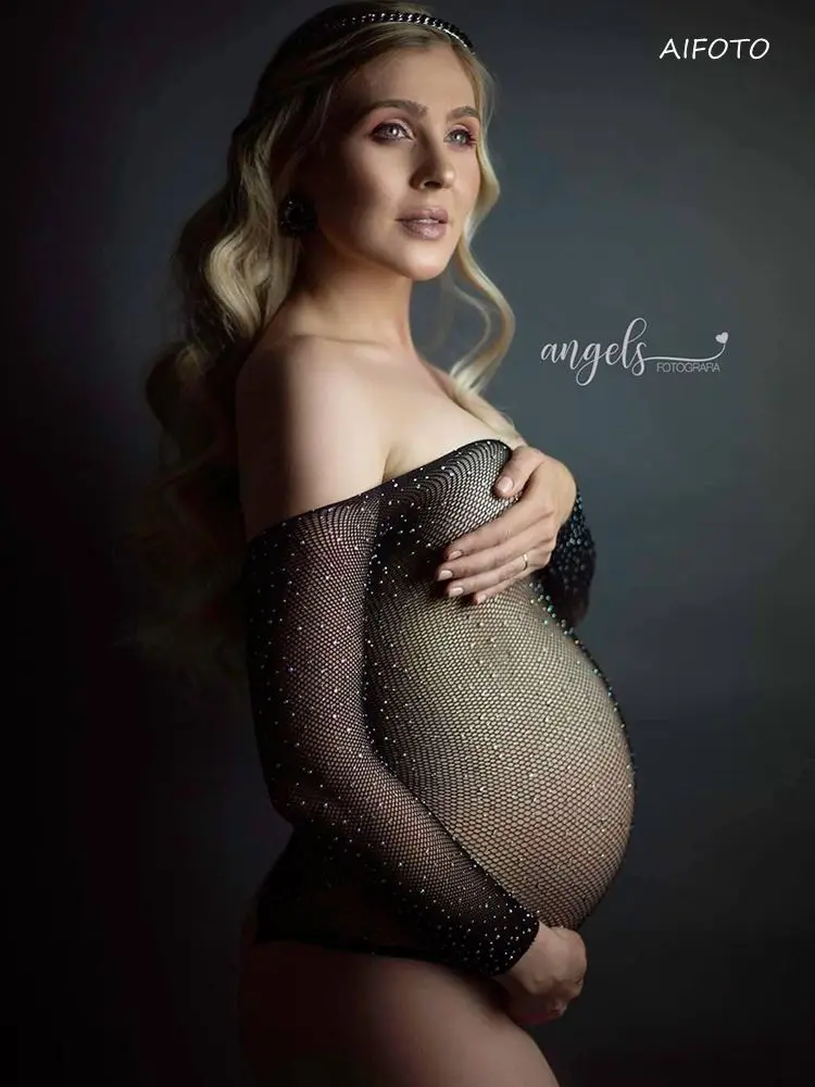 

Maternity Photo Shoot Summer Dress Maternity Grown for Baby Shower Pregnant Woman SessionPhotoshoot Outfit Knitted Dress Sheer