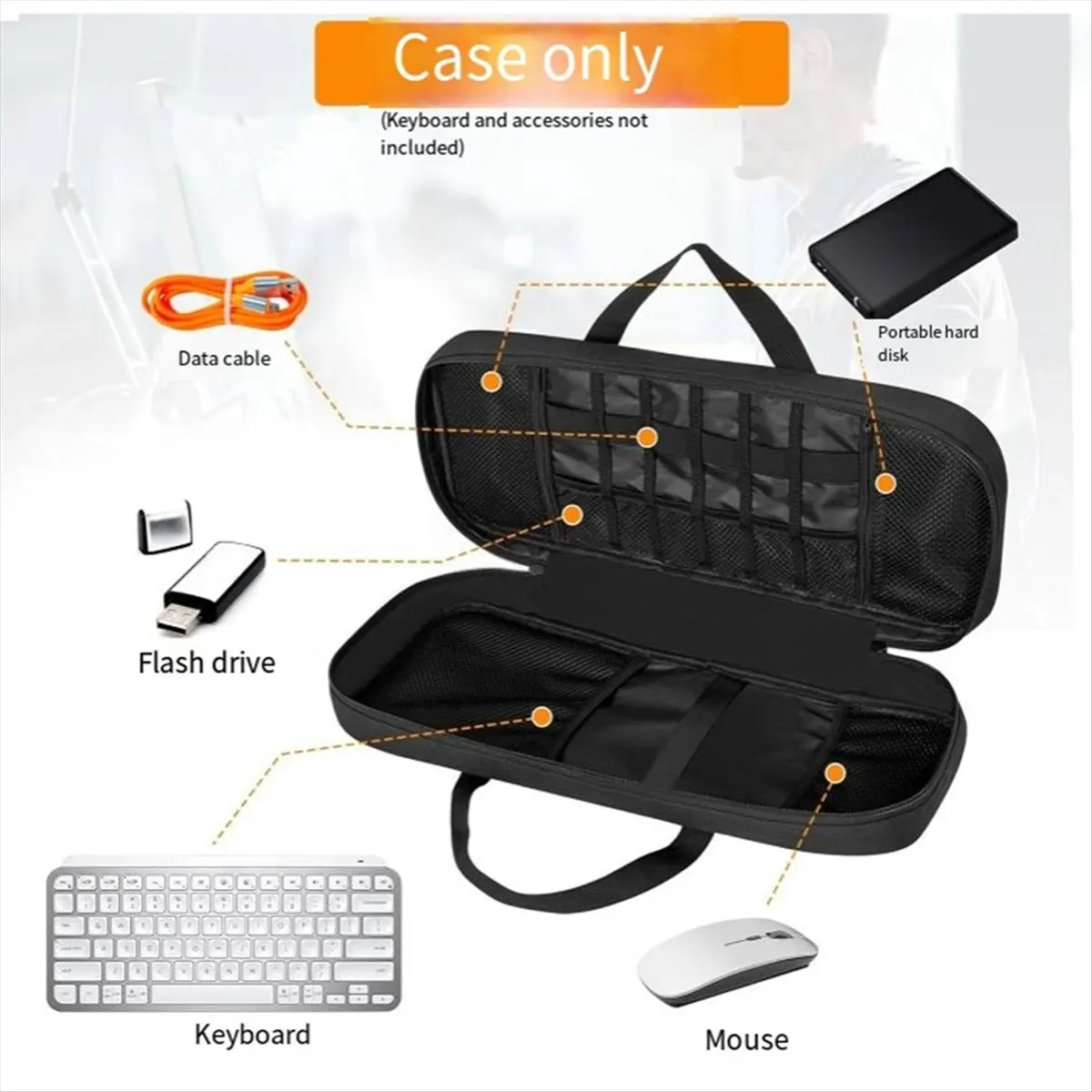A45I Travel Keyboard Case Bag Keys Mini Keyboard Carrying Storage Case for Wireless Keyboard
