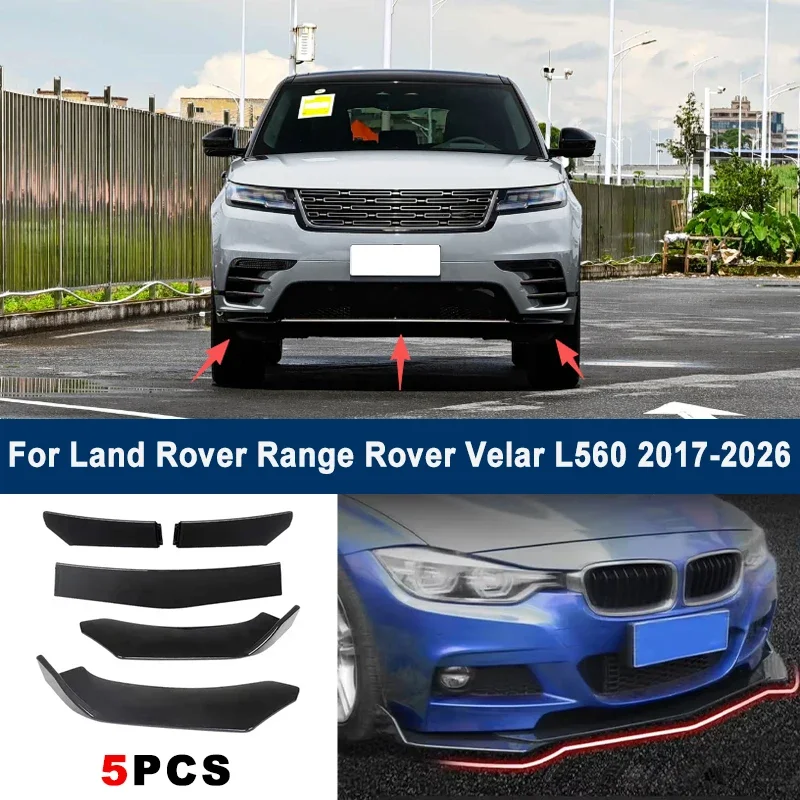 For Land Rover Range Rover Velar L560 2017-2026 model, adjustable 5PCS front bumper lip spoiler protection decorative kit