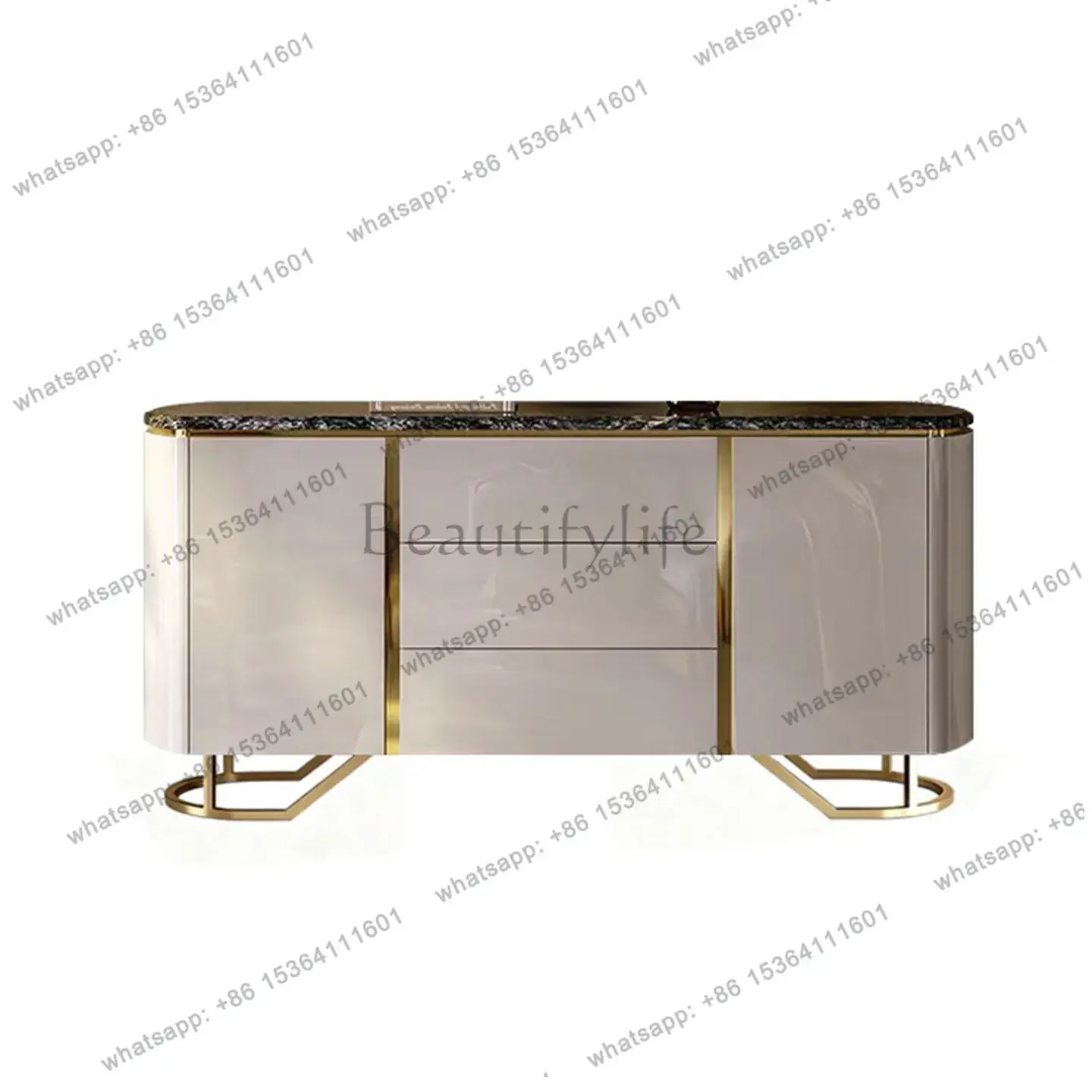 

yj21 Light luxury natural marble sideboard, restaurant lacquered integrated storage cabinet