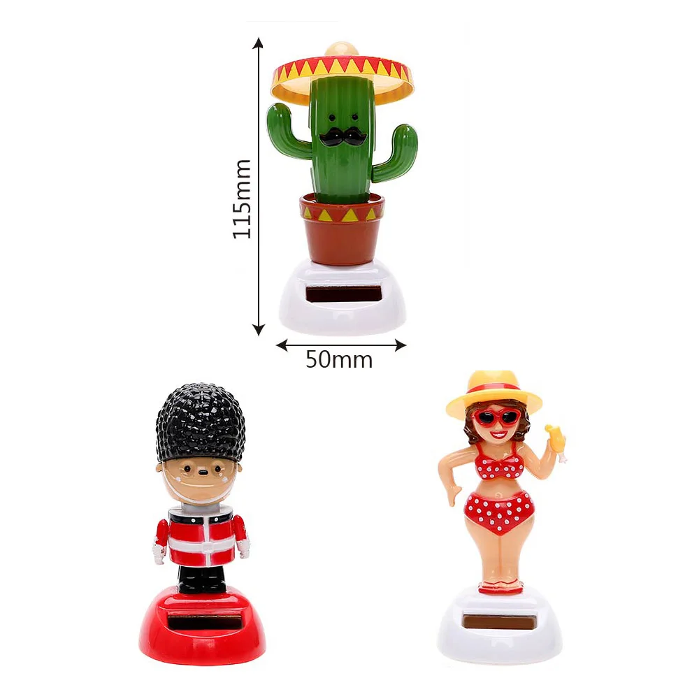 Cartoon Cactus Car Accessories Auto Dashboard Decoration Creative Gift Soldier Solar Powered Dancing Shaking Head Car Ornaments