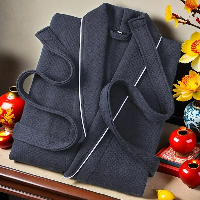 

Long Hooded Bathrobe for Men and Women, 100% Cotton Robe, Thick Nightgown, Loose Towel, Fleece Sleepwear, Plus Size XL, Winter