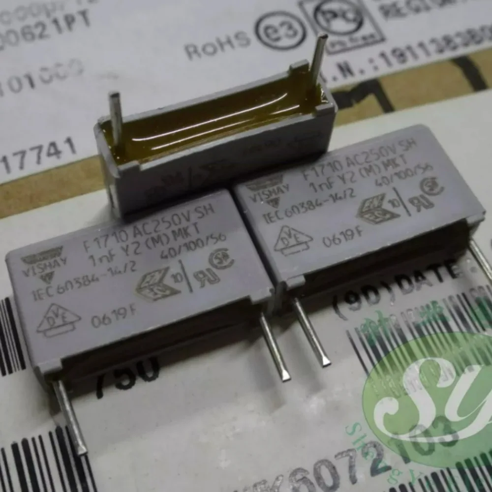 10pcs/lot F1710 MKT 0.001uf 250VAC 1.0nf 1000pf 1nf 102 M Y2 Brand New 15mm Film Capacitor