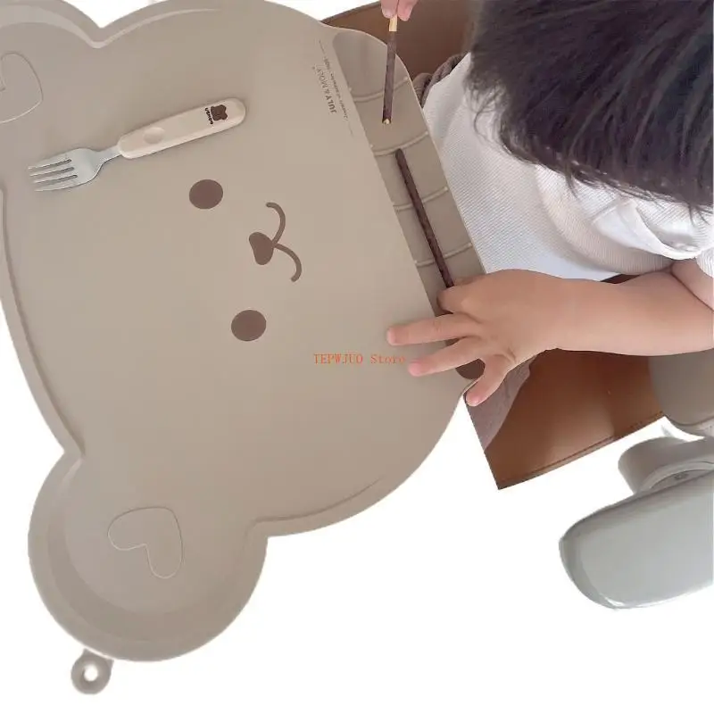 

U50F Silicone Placemats Kids Placemats for Toddler Children Non-Slip Table Mats Baby Mats with Hanging Loop