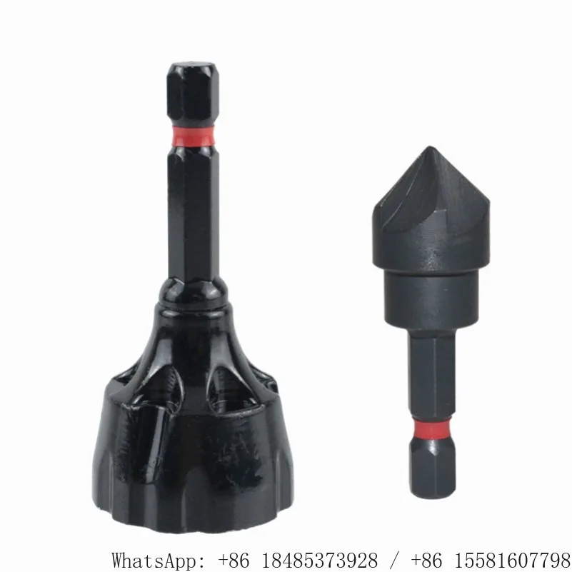 2-piece set of deburring drill, hexagonal shank five-blade chamfering device, three-blade alloy external chamfering