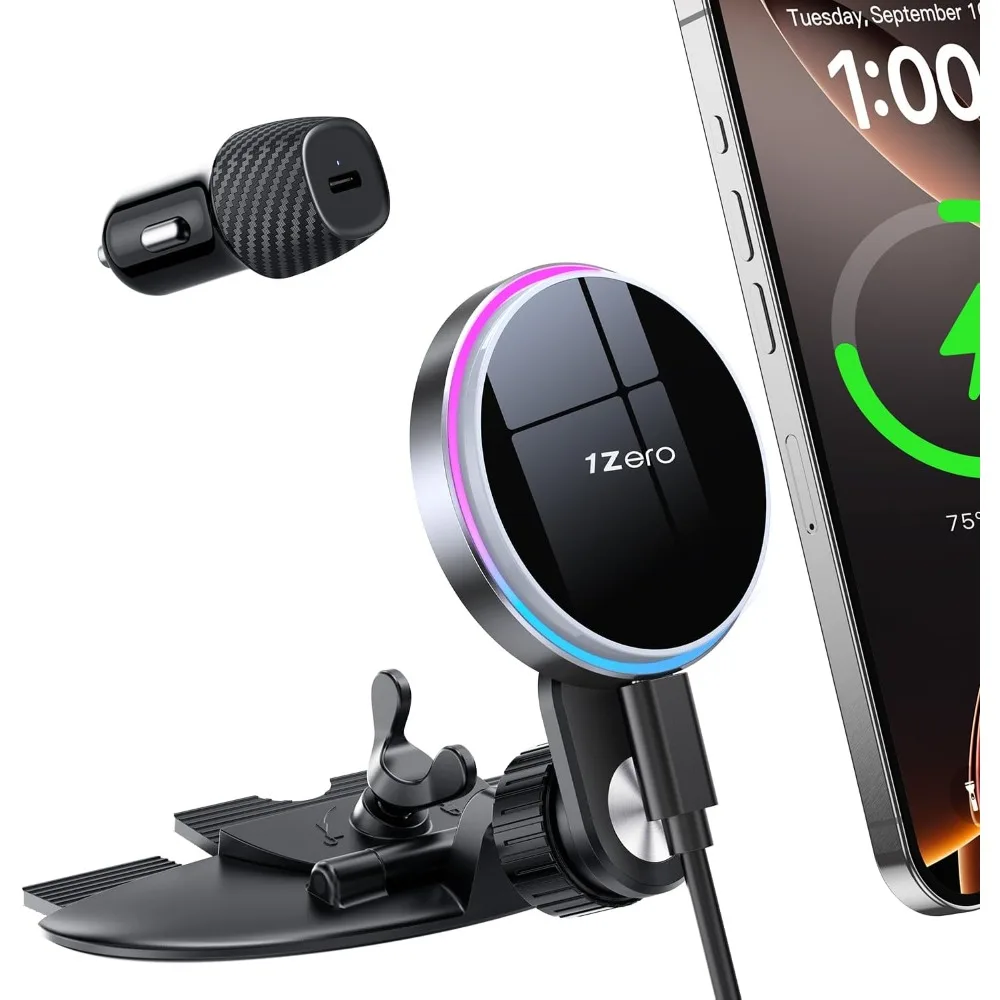 

for magsafe cd car mount charger, ultra magnetic phone holder for cd slot charging, fast wireless car charger mount fit for iph