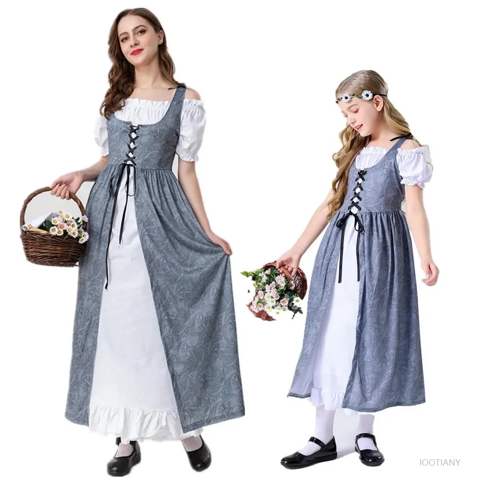 

Halloween Medieval Retro Renaissance Queen Dress German Munich Oktoberfest French Beer Maid Waitress Maid Parent-child Role Play