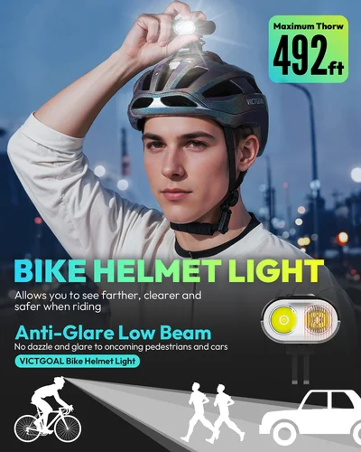 Imagen 2 del producto VICTGOAL bicicleta luz 1000 lúmenes impermeable bicicleta casco faro manillar tipo-C led linterna MTB carretera ciclismo scooter lámpara delantera