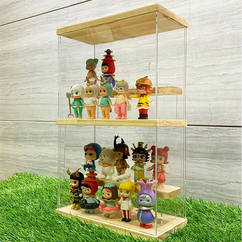 صندوق عرض خشبي لديكور المنزل، صندوق تخزين شفاف من الأكريليك، علبة عرض العطور، عرض منظم لعبة الشكل