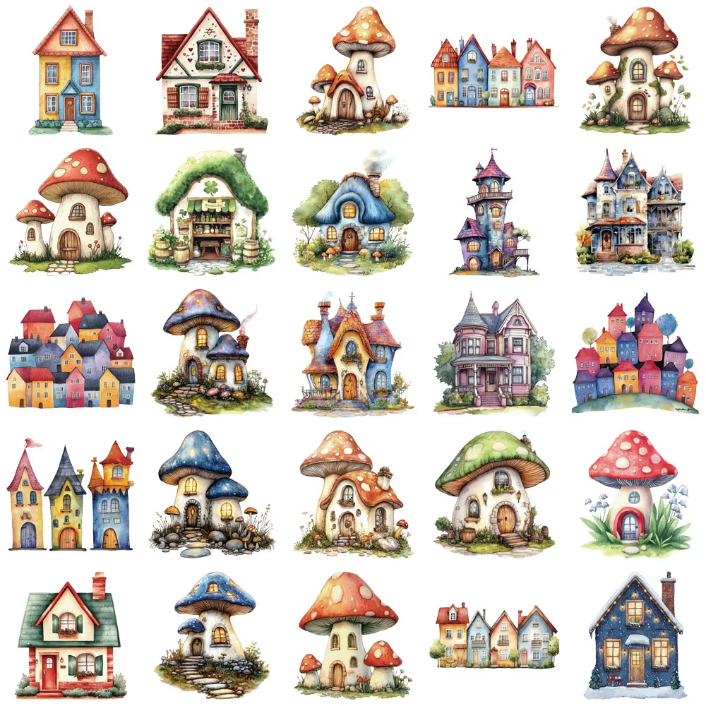 50 قطعة منزل خرافة إبداعية كارتون PET مادة شفافة ملصقات ديكور كوب ماء دفتر جراب هاتف ملصقات صناعة يدوية #4