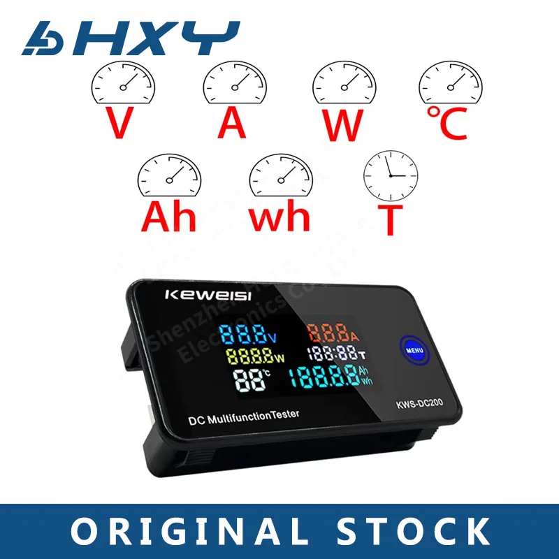 

KWS-DC200 DC 0-200V Voltmeter Ammeter Power Energy Meter LED Digital DC Wattmeter Electric Meter with Reset Function 0-100A