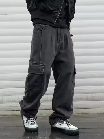 Y2k New Baggy Jeans Male Hip Hop Harajuku Trousers Wide Leg Denim Pants Men's Jeans Streetwear Korean Oversize Cargo Pants