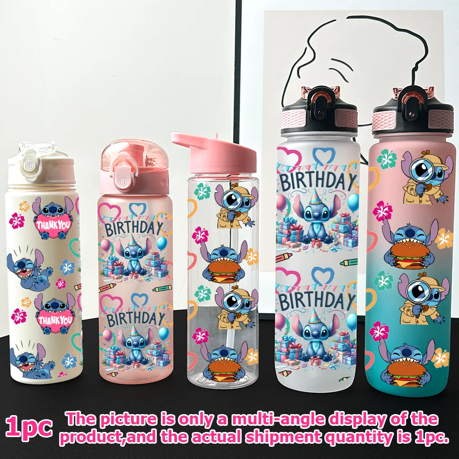 

1Pc Disney Stitch Rainbow Pony Pattern 23-32oz Multi-style Plastic Water Bottle Portable Sports Cup Back to School Cup