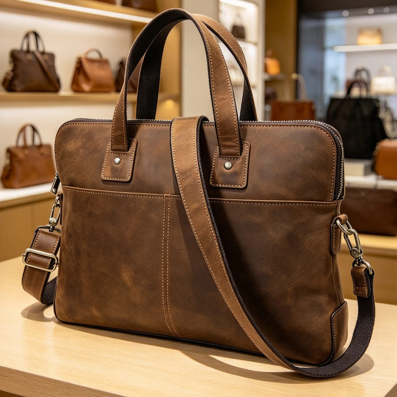 Briefcase 15.6 Inch Laptop Bag Large Size Men's Bag Business Leather Handbag Document Men Laptop Bags Business Leather