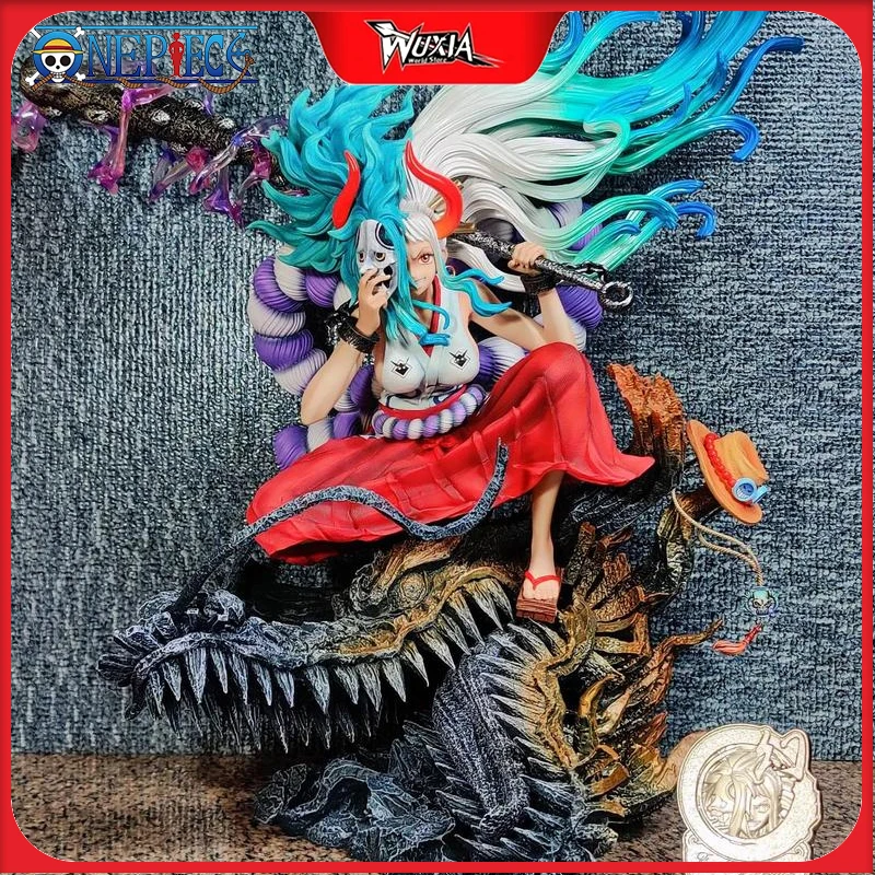 

37cm One Piece Yamato Sitting on Dragon Head GK Statue Fantasy House Model YY Kaido Daughter Figure Collection Child Gifts Toy