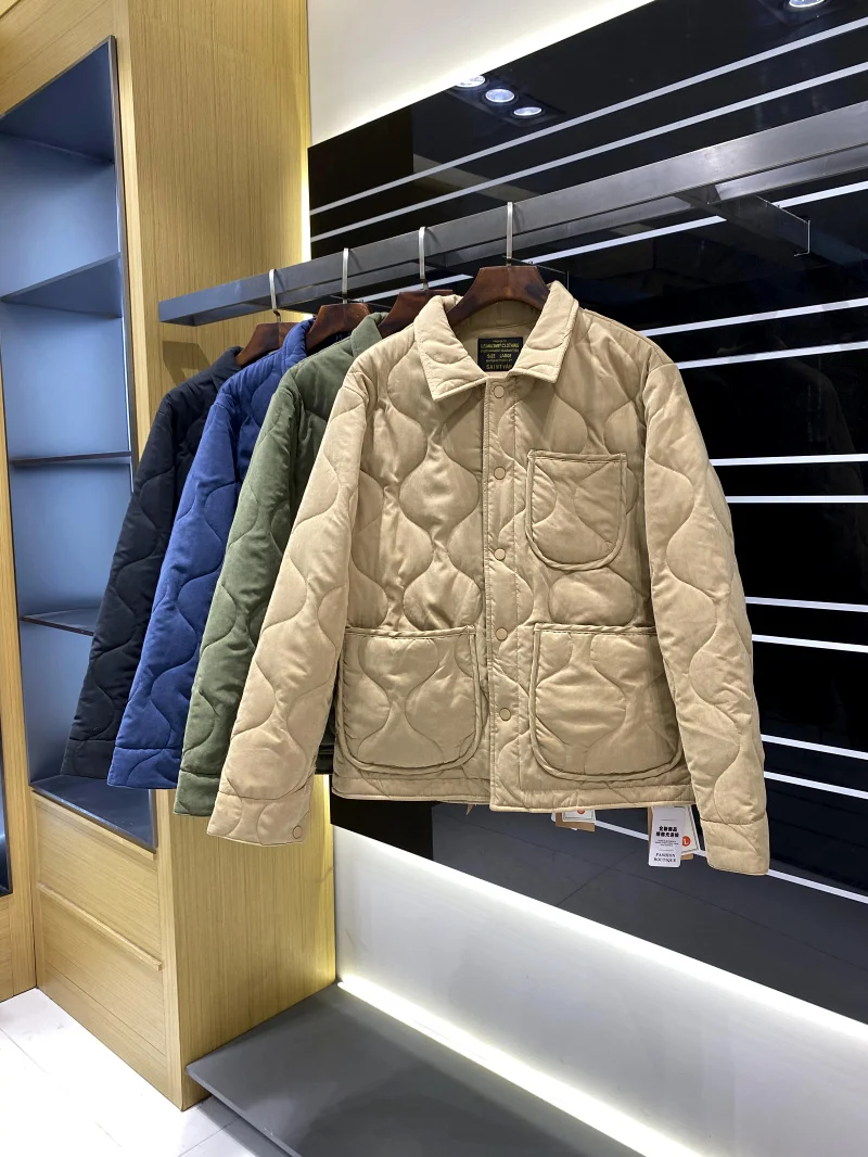 レトロ香港スレひょうたん柄ステッチコットンジャケットルーズカラーメンズ秋冬カジュアル綿入りコート