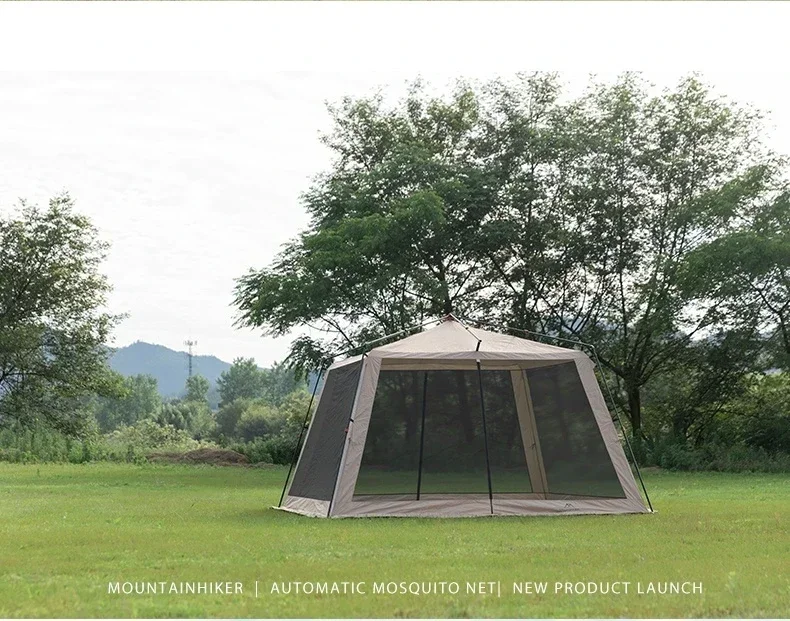 MOUNTAINHIKER 6-15 P Outdoor Camping Moskitonetz Automatisches Zelt Wasserdicht Silber Kleber Anti-Ultraviolett Strand Picknick Markise – Detail 12