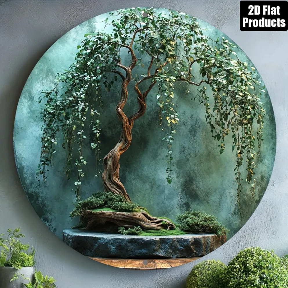 Vintage Lucky Bonsai Metal Sign -2d Willow Tree Design, Detailed  Wall Art for Home Bar Dorm Cafe Office Decor, No Power Needed