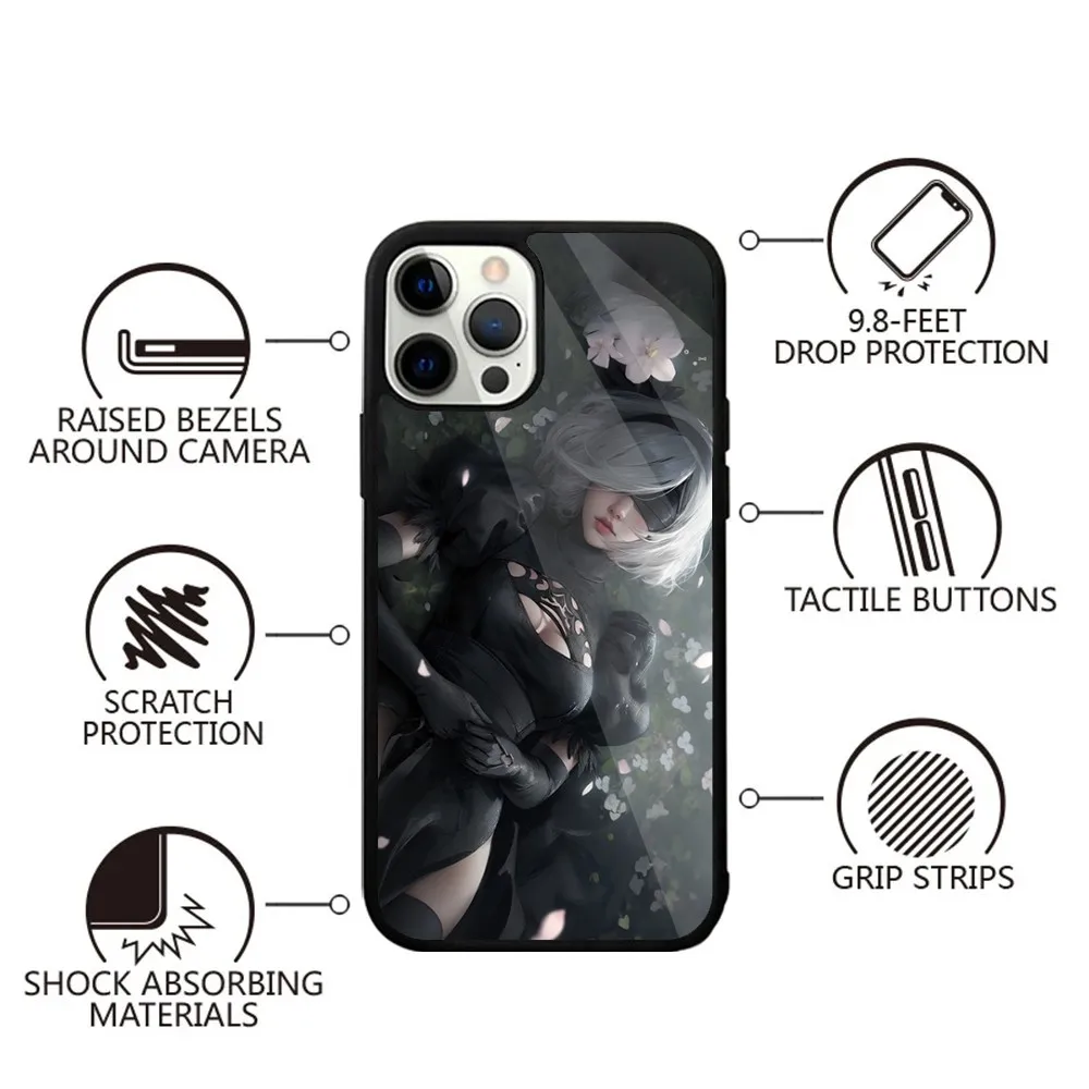 N-Nier A-Automata 2B Phone Case For iPhone 15,14,13,12,11,Plus,Pro,Max Mini Magsafe Magnetic Wireless Charging