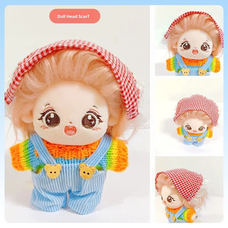 

Suitable For 15-20cm Cotton Doll Headband Multi Color Plaid Headwear Set Double Layer Lace Cute Plush Toy Dress Up Accessories