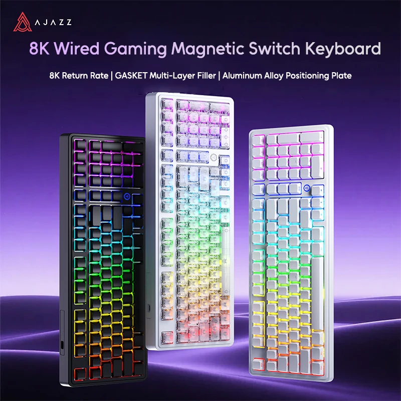 AJAZZ AK980MAX V2 Wired Gaming Mechanical Keyboard Magnetic Switch Hall Effect RT0.001mm 8K Gasket RGB Hot Swap Gamer Keyboard