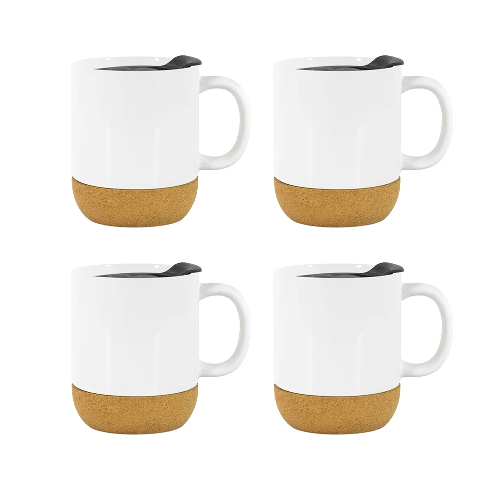 36pcs Glossy 15oz Sublimation Blank Ceramic Coffee Mug With Handle ,Wooden Pad and Lid Hu