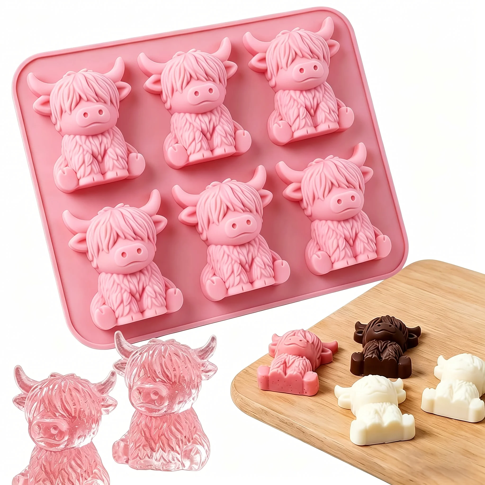 fun and entertaining highland yak cow molds candles and are made of heat-resistant silicone material. easy to remove the mold