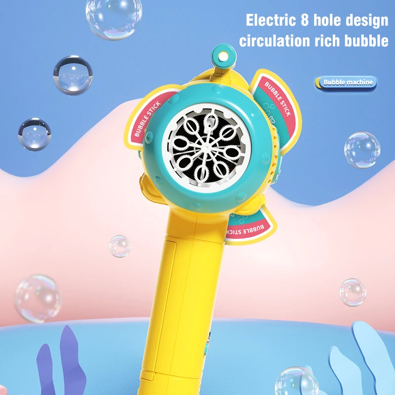 2 In 1 Bubble Guns Stick Handheld Windmill Blowing 8 Holes Submarine Bubble Machine Kids Toy Automatic Water Blower Bubbles Toys