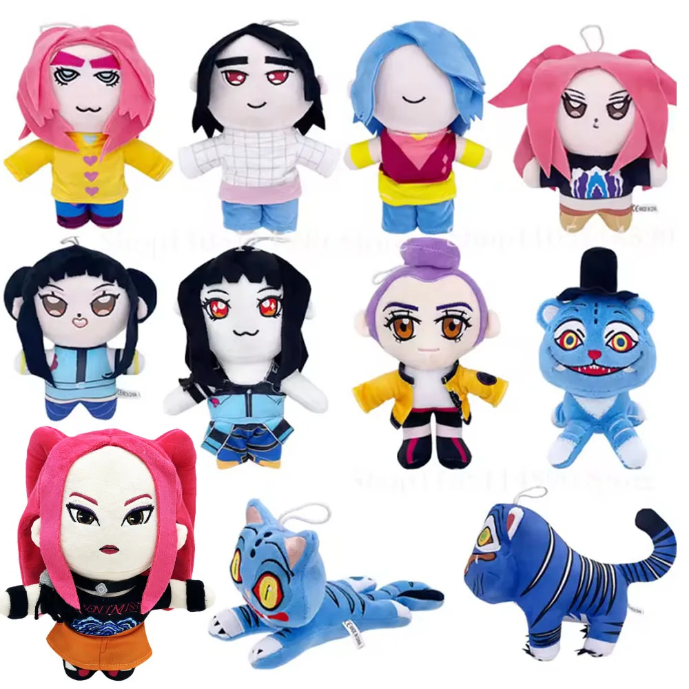 

10PCS Anime Kpop Demons Hunters Plush Cute Purple Tiger Black Hat Magpie With 3 Eyes Monster Hunt Girl Group Doll For Fans Gifts