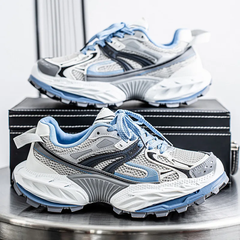 Men's shoes summer 2026 mesh breathable sports shoes casual thick sole height increasing dad shoes outdoor running shoes