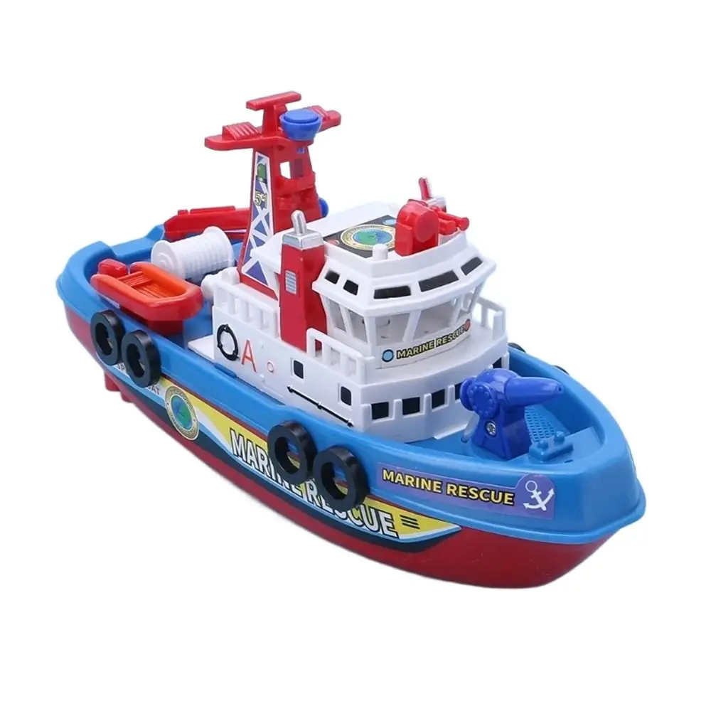 Light Up Spray Water Electric Boat Toy Rescue Boat LED Light Baby Electric Marine Speedboat Music Sound Baby Bath Toys Kids Toy