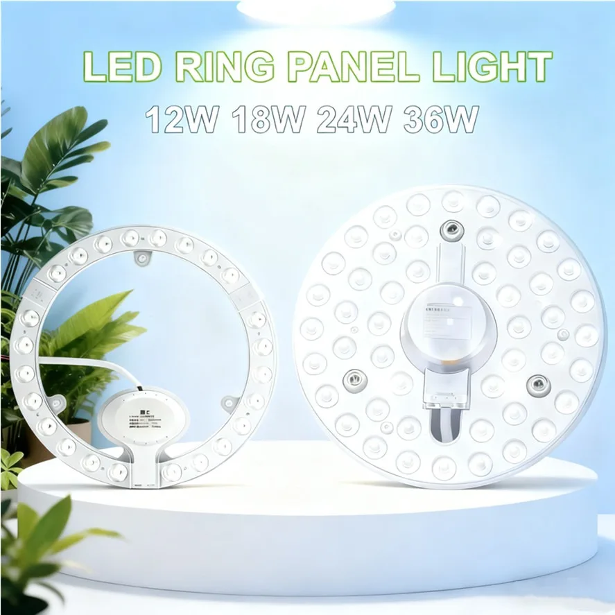 36W 24W 18W 12W White/Tricolor Dimming LED Ring PANEL Circle Light AC220V Cold White Round Ceiling Light Circular Board Lamp