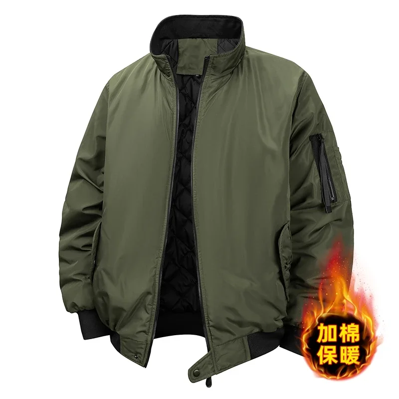 

Autumn Winter Air Force Casual Thick Windproof Warm Cotton Jacket men MA1 Pilot Jacket Men's Solid Color Baseball Jacket