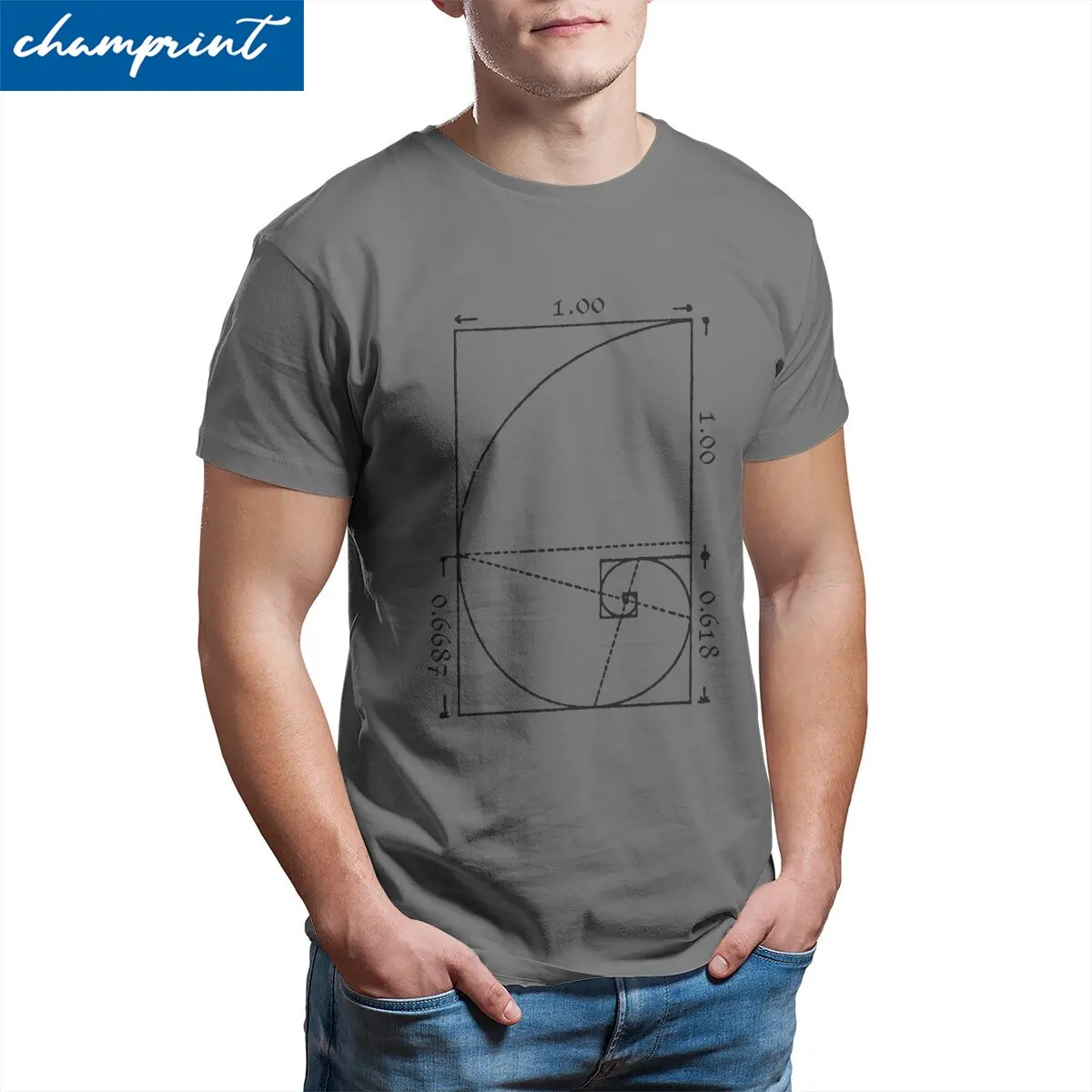 The Golden Spiral  T Shirts Men's  100% Cotton Vintage T-Shirt Crewneck Math Lovers Tee Shirt Short Sleeve Clothing 4XL 5XL 6XL