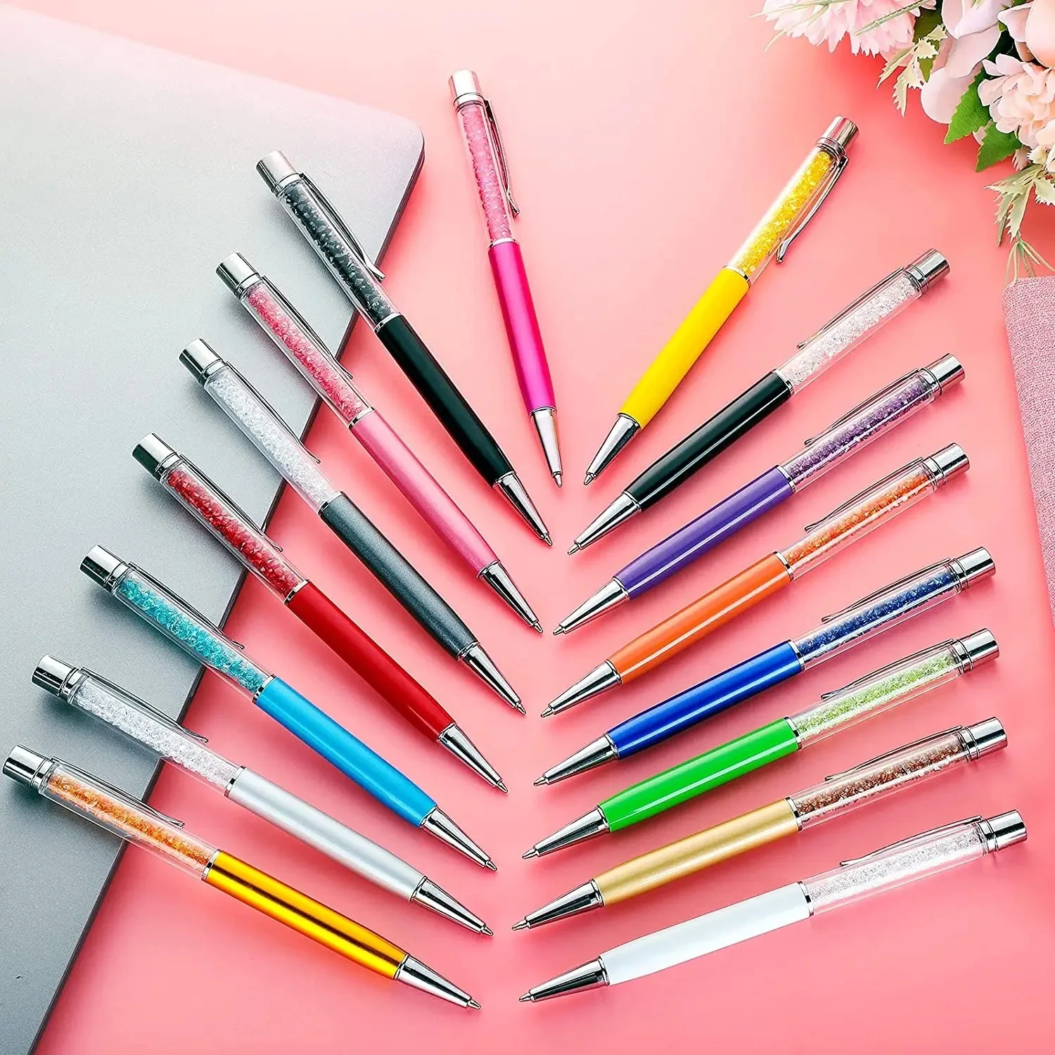 100Pcs/Lot Ballpoint Pen Crystal Diamond Metal Material Student Writing Office Gift High Quality Free Custom Name