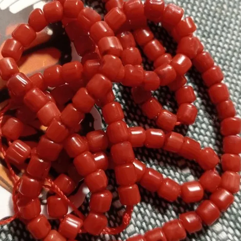 

3mm 10 Strands Natural Red Coral Beads Cylindrical Artificial Coral Loose Spacer Beaded for Making DIY Jewerly Necklace Bracelet