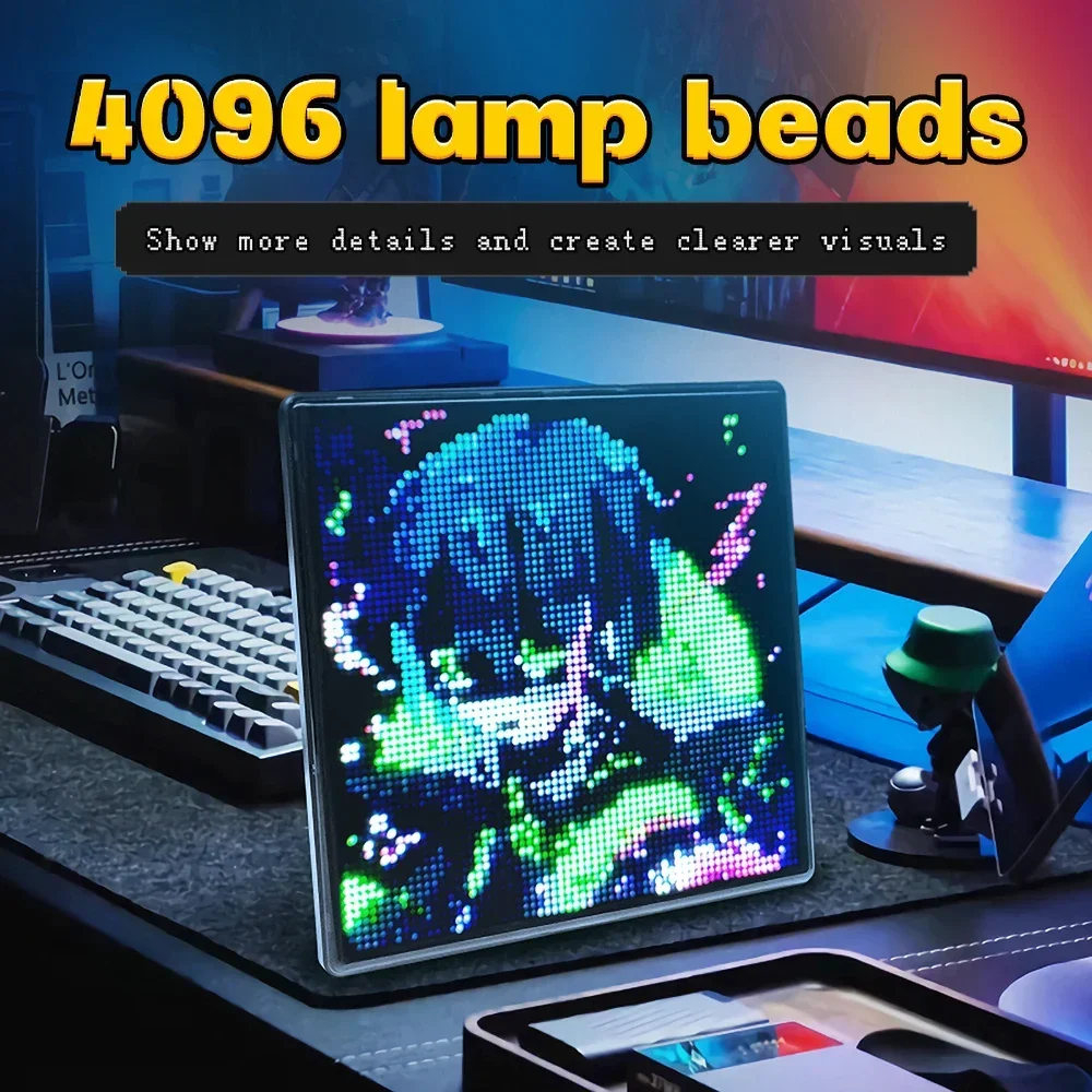 

APP RGB Digital Lamp Panel Smart LED Pixel Matrix Display 64x64 DIY Animation Cartoon Gaming Anime Custom for Room Decor 32x32