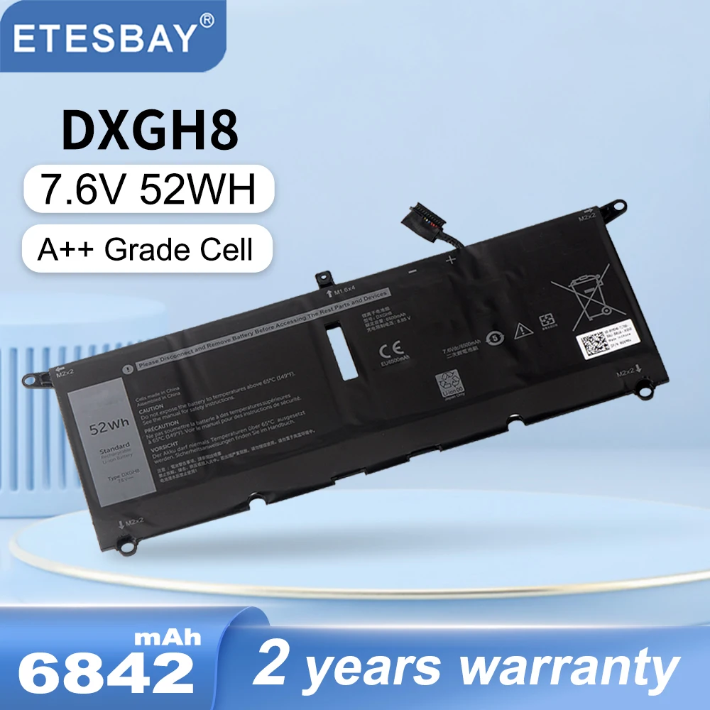 ETESBAY DXGH8 HK6N5 노트북 배터리, 델 XPS 13 9380 (P82G002) 9370 7390 인스피론 7390 7391, 투인원 7490 7490 G8VCF 7.6V 52WH