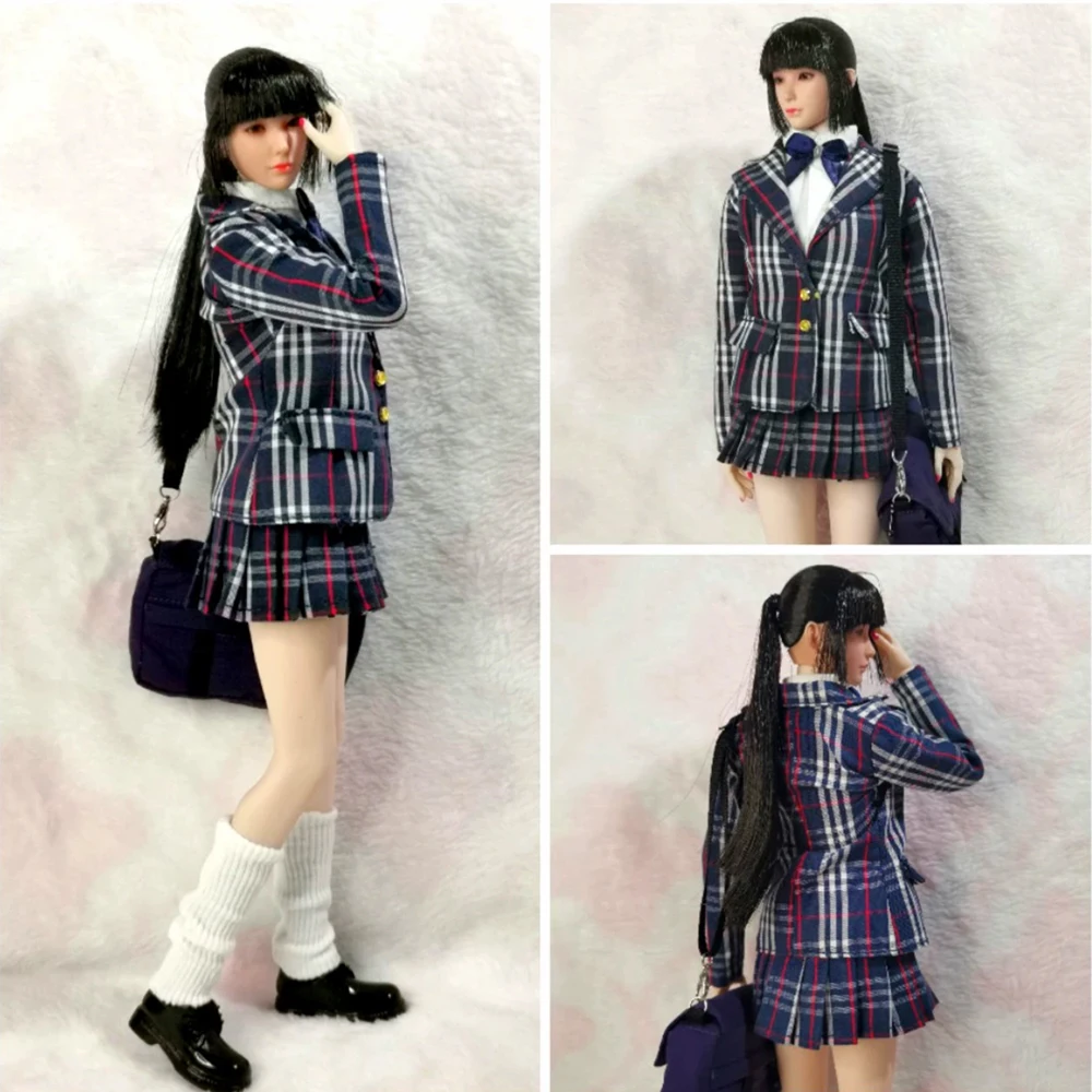 1/6 Sexy Female Girl Western School JK Uniform Suit Jacket Shirt Pleated Skirt Clothes Set for 12 inches Action Figure