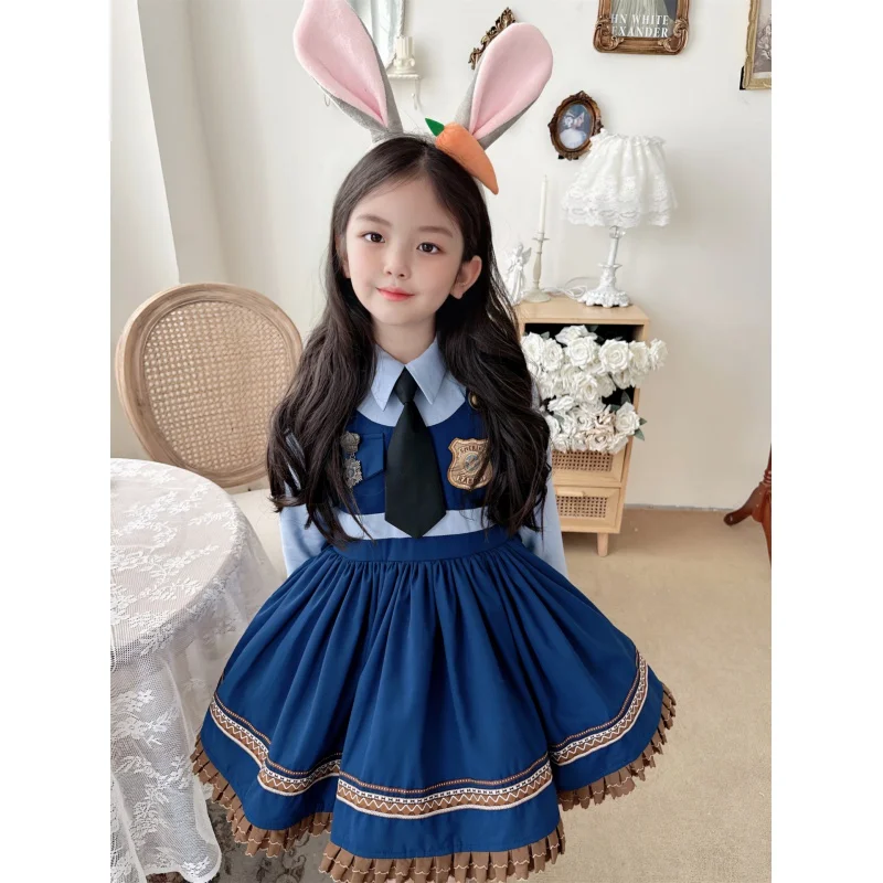 

Spring And Summer New Judy Rabbit Cos Cartoon False Two-Piece Suit Girls' Dress
