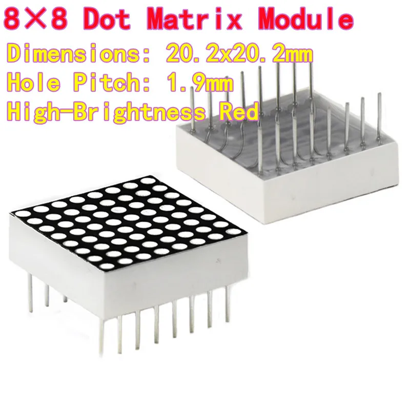 5PCS 8×8 Dot Matrix Module 1.9mm High-Brightness Red LED Digital Display 788 AS Common Cathode BS Common Anode 16pins 20.2x20.2