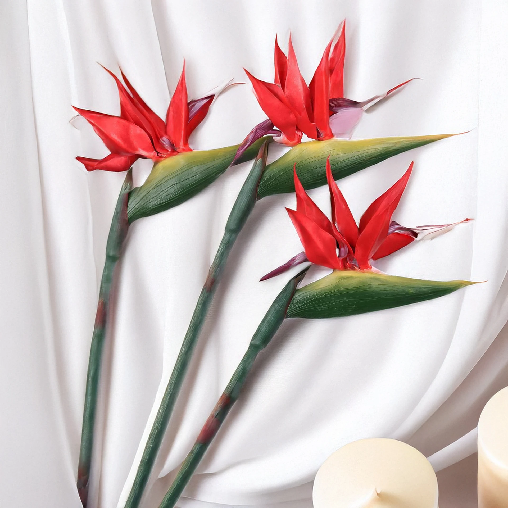 33 Inch Artificial Bird Of Paradise Plant Single Stem Faux Tropical Flower For Home Decoration And Floral Arrangement