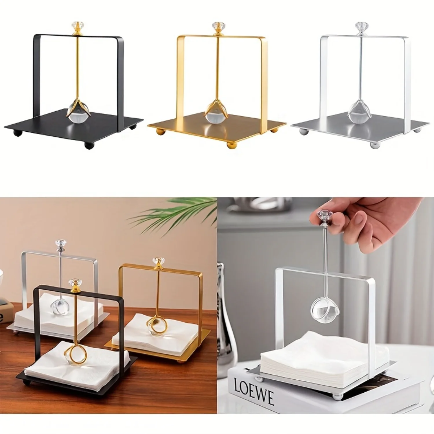 

Napkin Holder, Napkin Dispenser Container, Organizer For Napkins, Tissue Rack For Bathroom Living Room Vanity Countertop, Bath