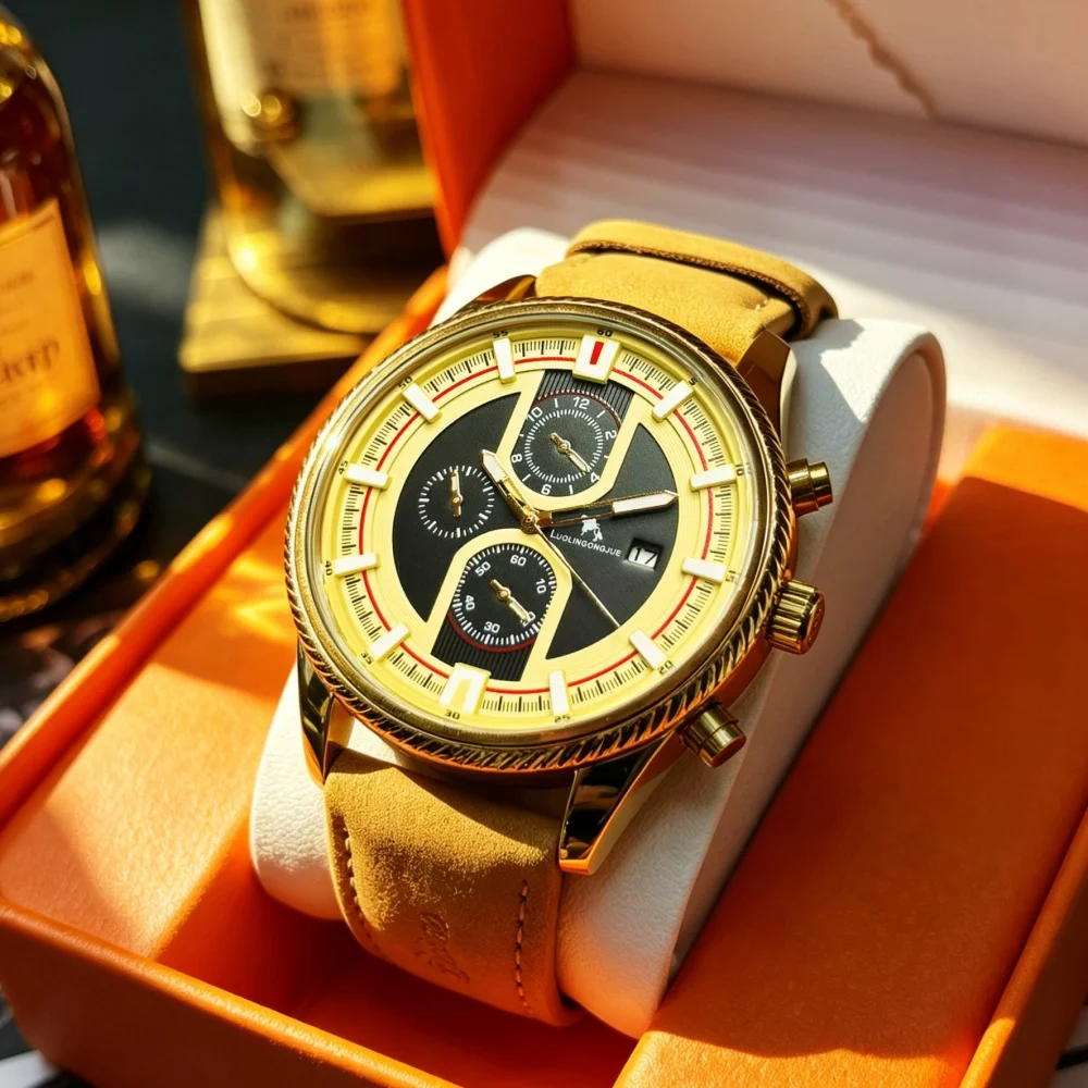 

Luxury High-End Men's Mechanical Wristwatch, Business Waterproof Men's Watch, Automatic Movement Skeleton Multi-Function Luminous Calendar Men's Watch, Leather Strap Luxury Texture Men's Wristwatch, High-End Men's Watch as Birthday Gift for Boyfriend or H