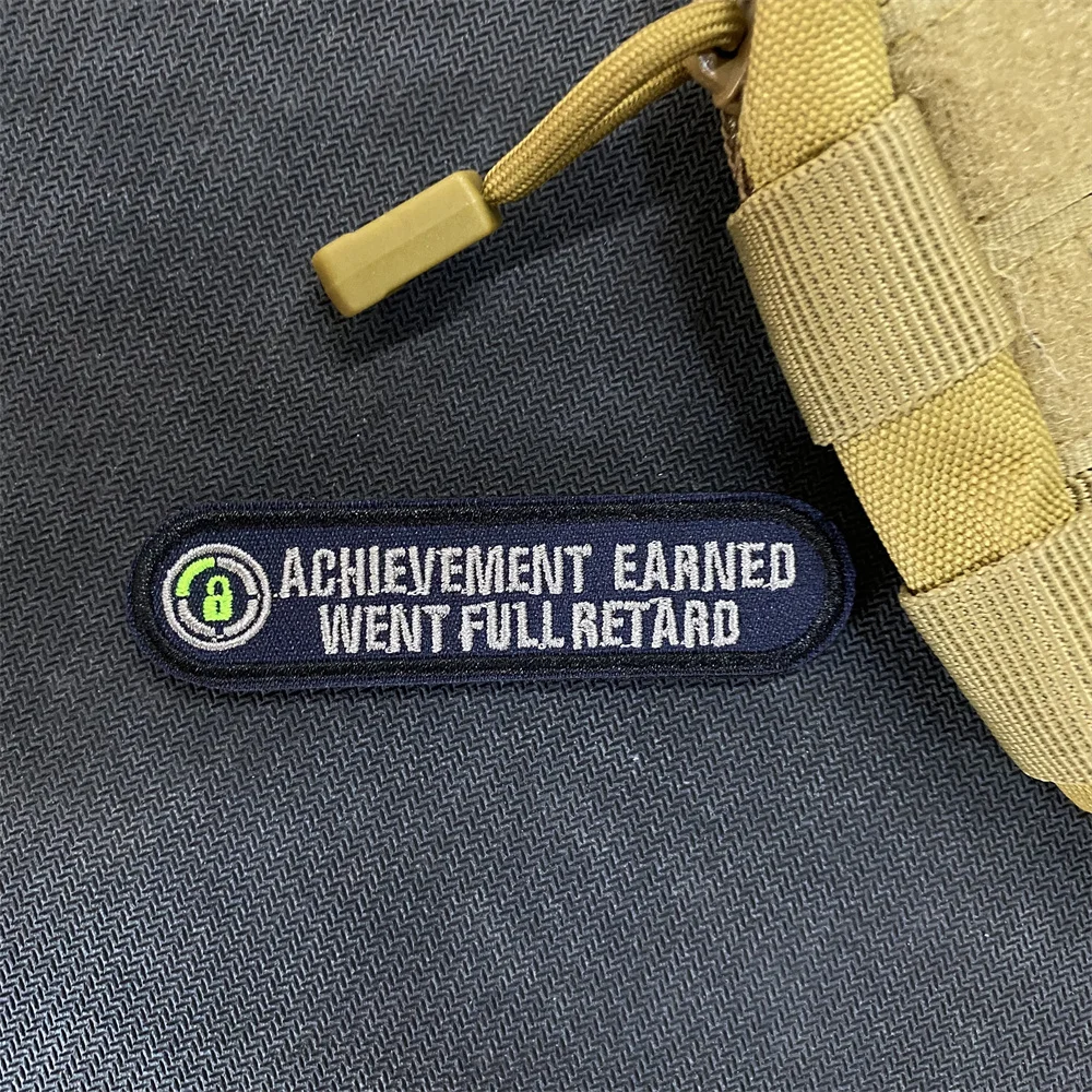 Funny Patch for Clothes Achievement Earned Went Full Retard Humorous Embroidered Hook and Loop Morale Badge Tactical Sticker