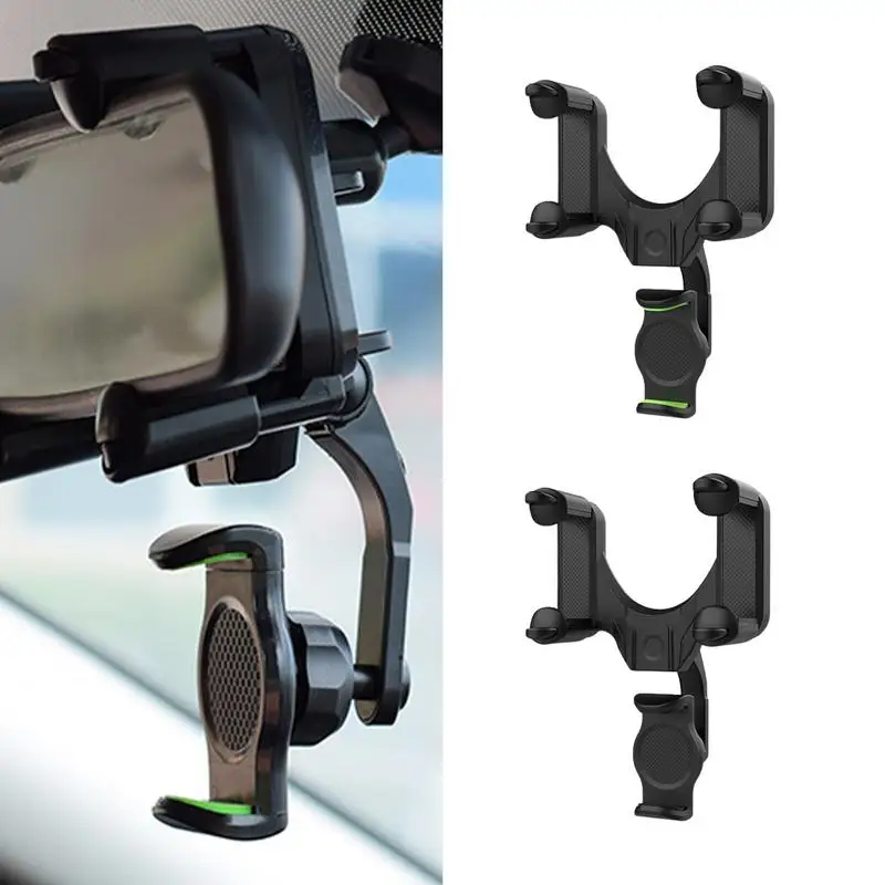 Car Rearview Mirror Bracket 360Rotatable And Retractable Car Phone Holder Car Rearview Mirror Bracket 4-claw Design Universal