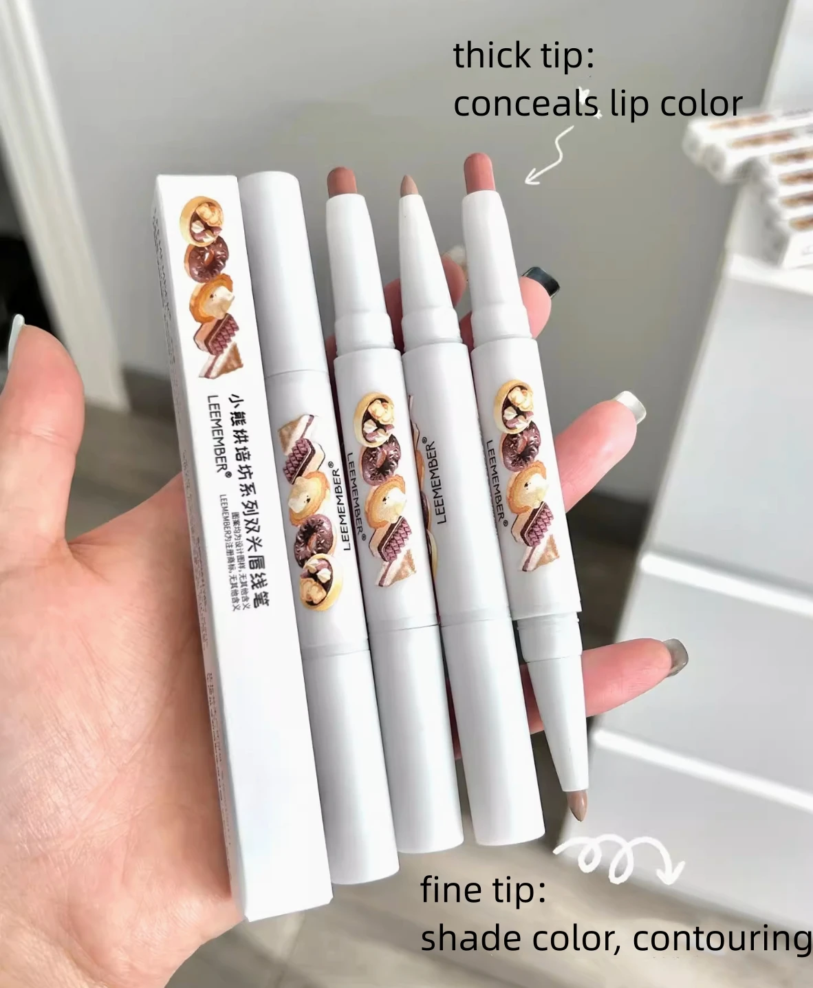 LEEMEMBER-Crayon double tête Jules Liner, Rouge à lèvres mignon, Modifier la forme de la bouche, Maquillage, Cosmétiques durables, Vepliner, Jules Liner