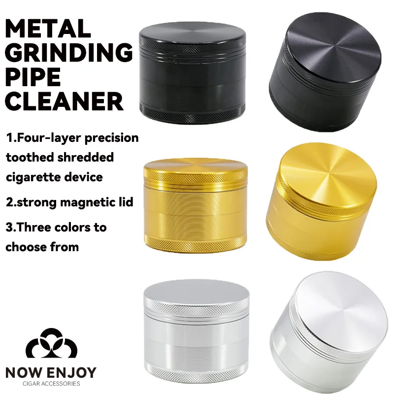 NOW ENJOY Metal Herb Grinder 4-layer Manual Spice Mill Pepper Mortar Crusher  Tobacco Grinder Smoking Cigarette Accessories
