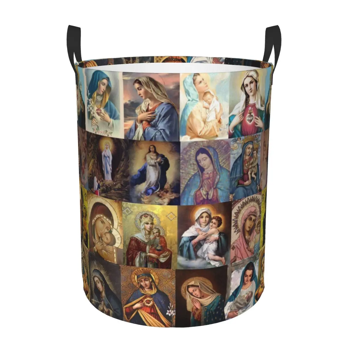 Custom Virgin Mary Laundry Basket Collapsible Catholic Christian Baby Hamper for Nursery Toys Organizer Storage Bins